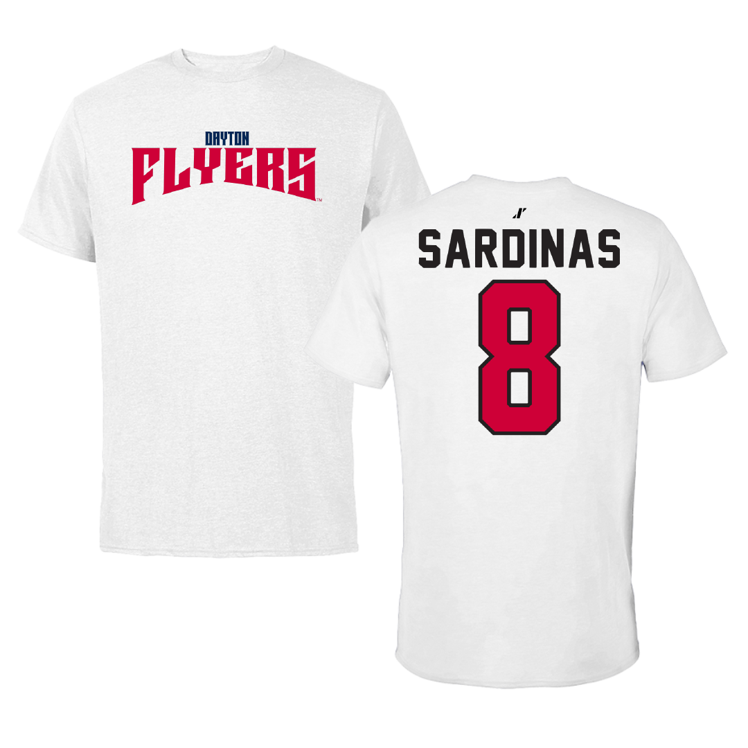 University of Dayton Baseball White Classic Performance Tee - #8 Alejandro Sardinas