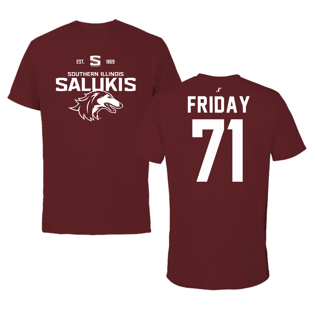 Southern Illinois University at Carbondale Football Maroon General Tee - #71 Ostyn Friday