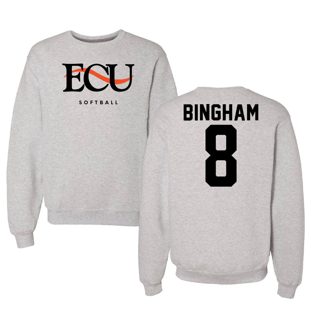 East Central University Softball Gray Crewneck - #8 Emily Bingham