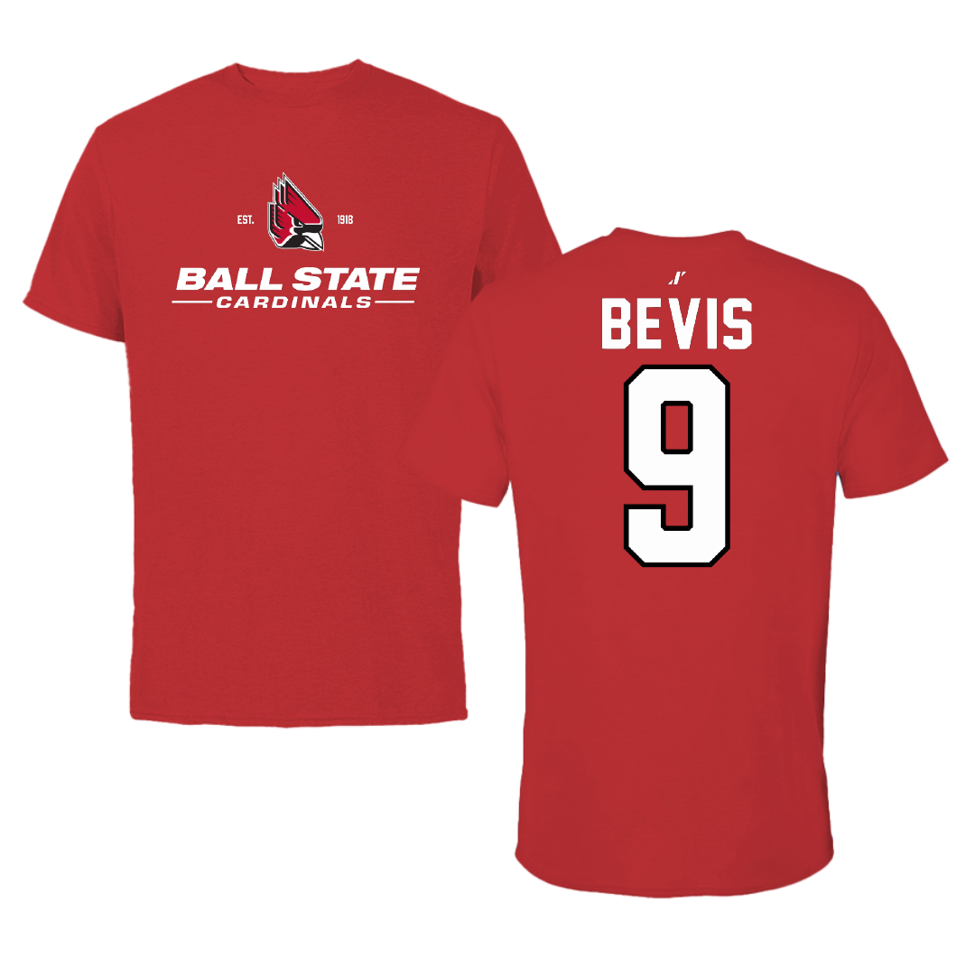 Ball State University Baseball Red General Performance Tee - #9 Blake Bevis