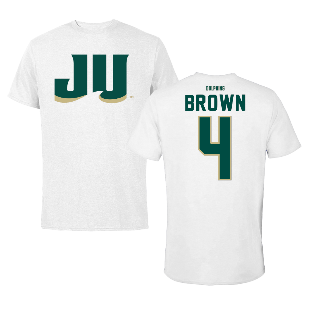 Jacksonville University Basketball White Tee - #4 Anakin Brown