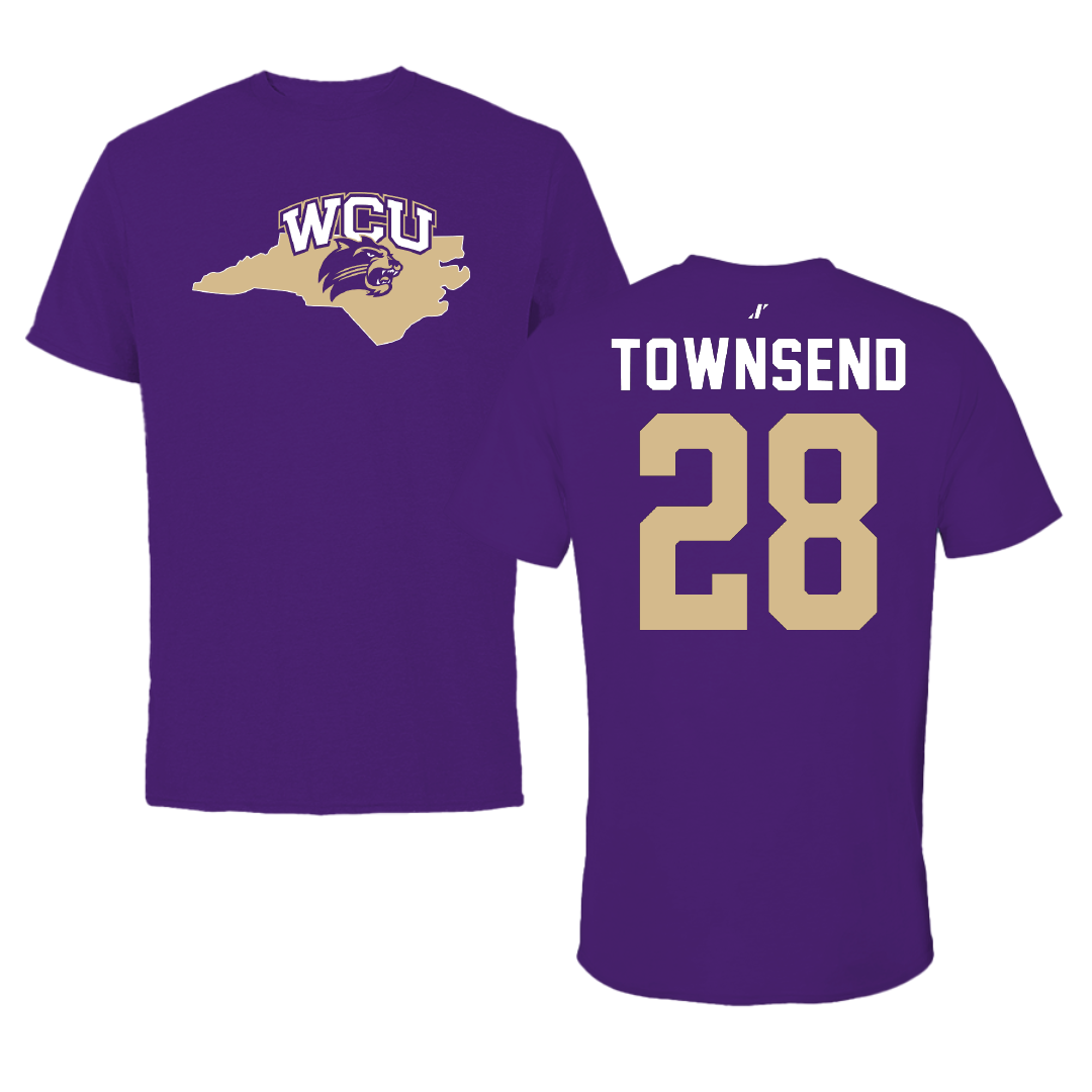 Western Carolina University Football Purple State Tee - #28 Markel Townsend