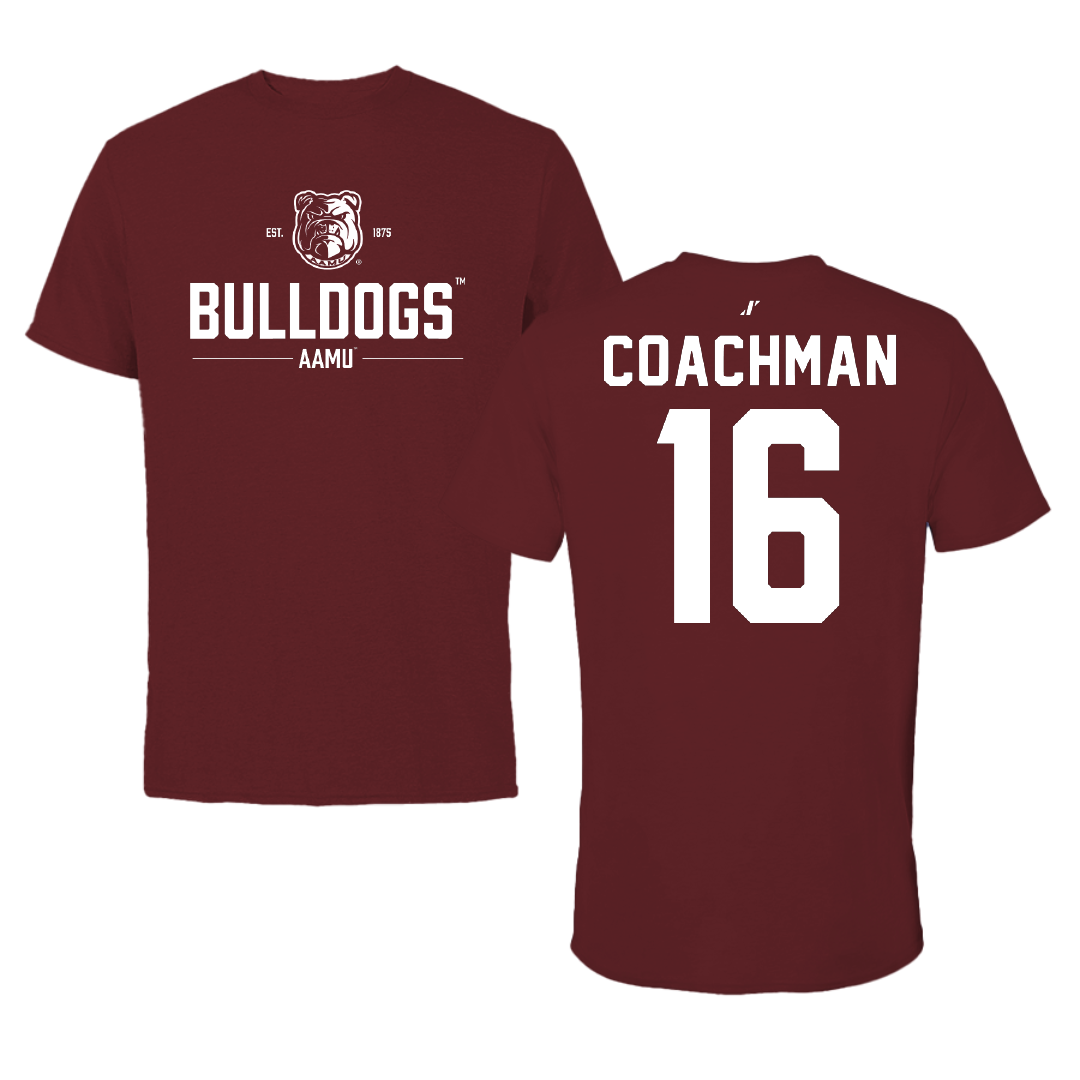 Alabama A&M University Volleyball Maroon General Performance Tee - #16 Kemora Coachman