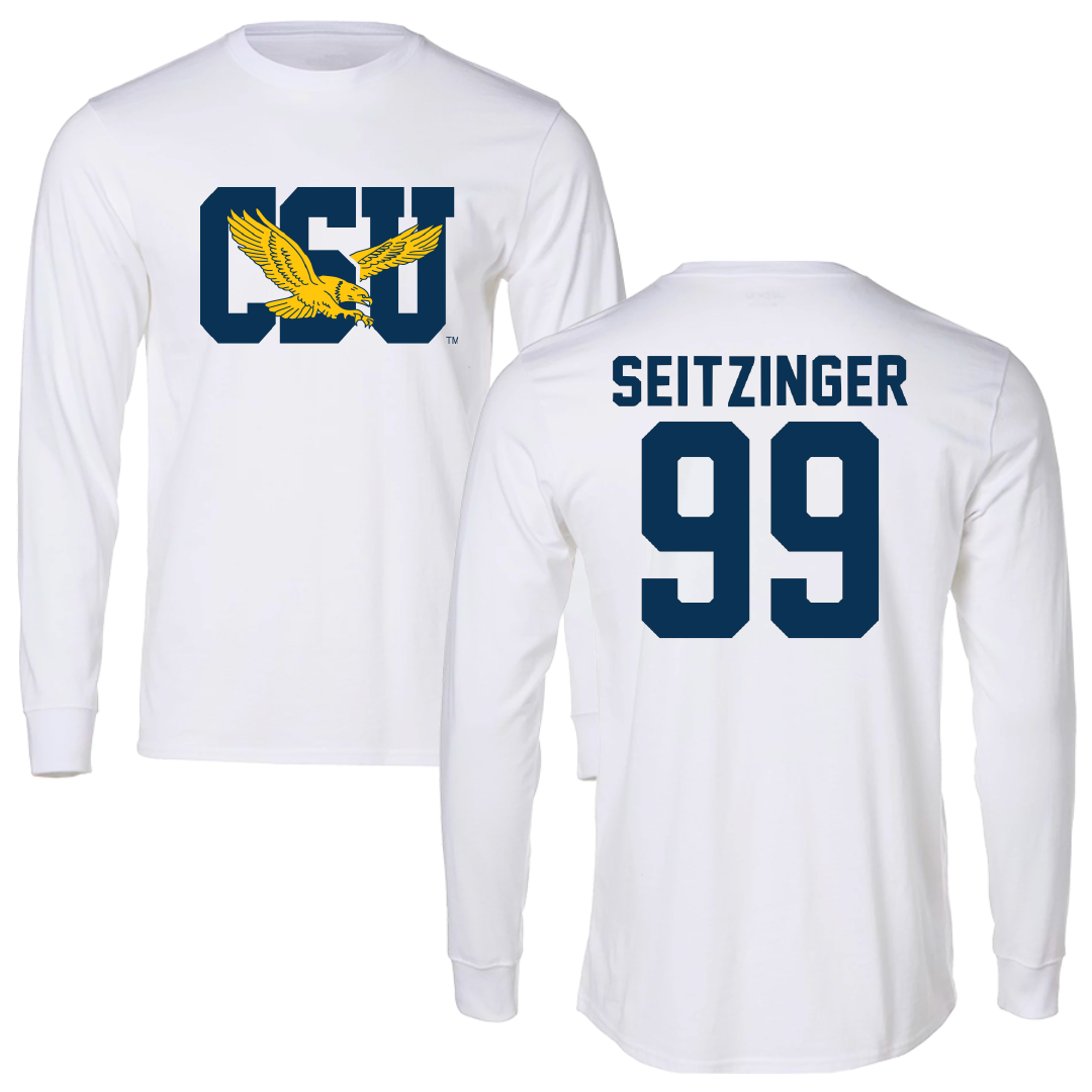 Coppin State University Baseball White Performance Long Sleeve - #99 Micah Seitzinger