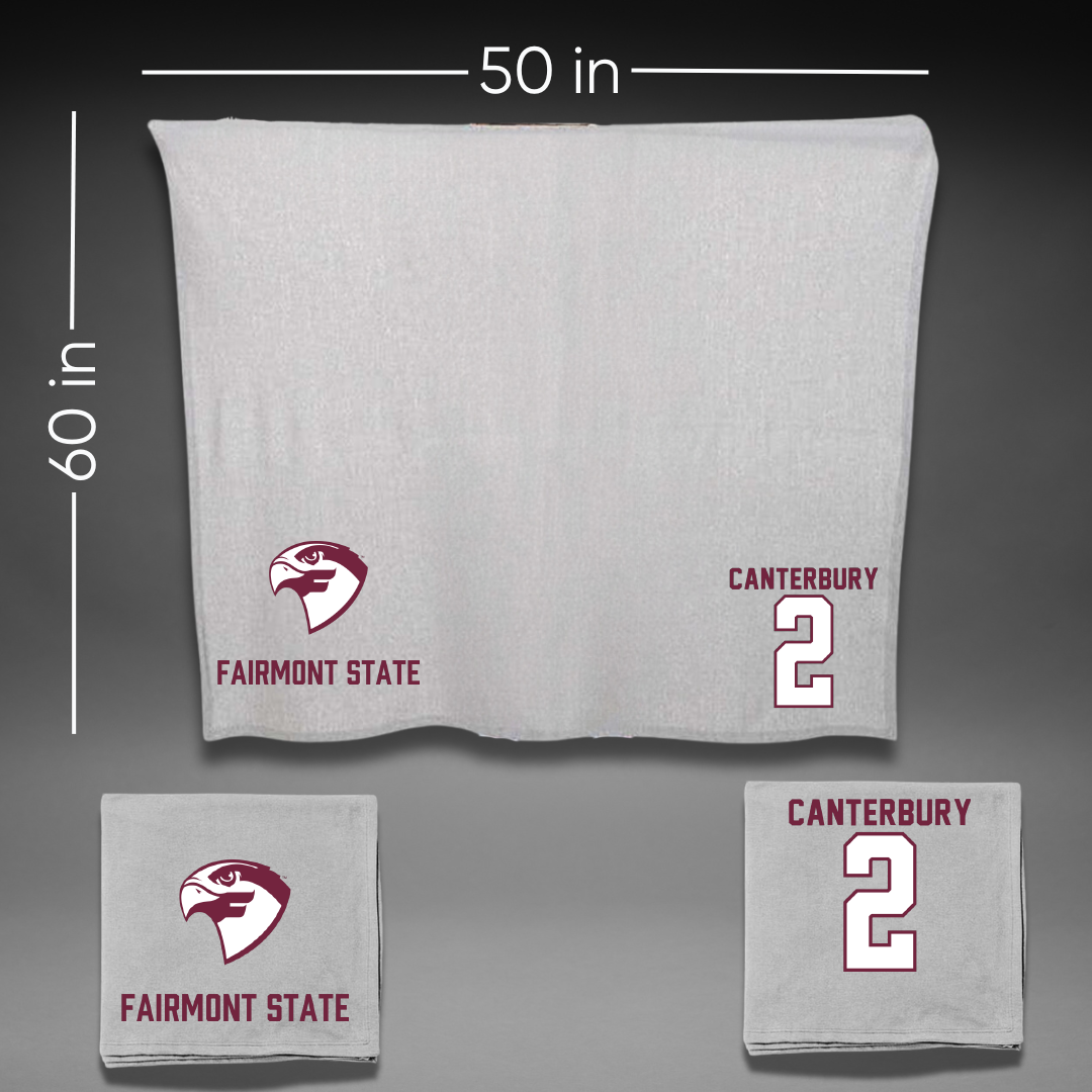 Fairmont State University Baseball Gray Blanket - #2 Noah Canterbury