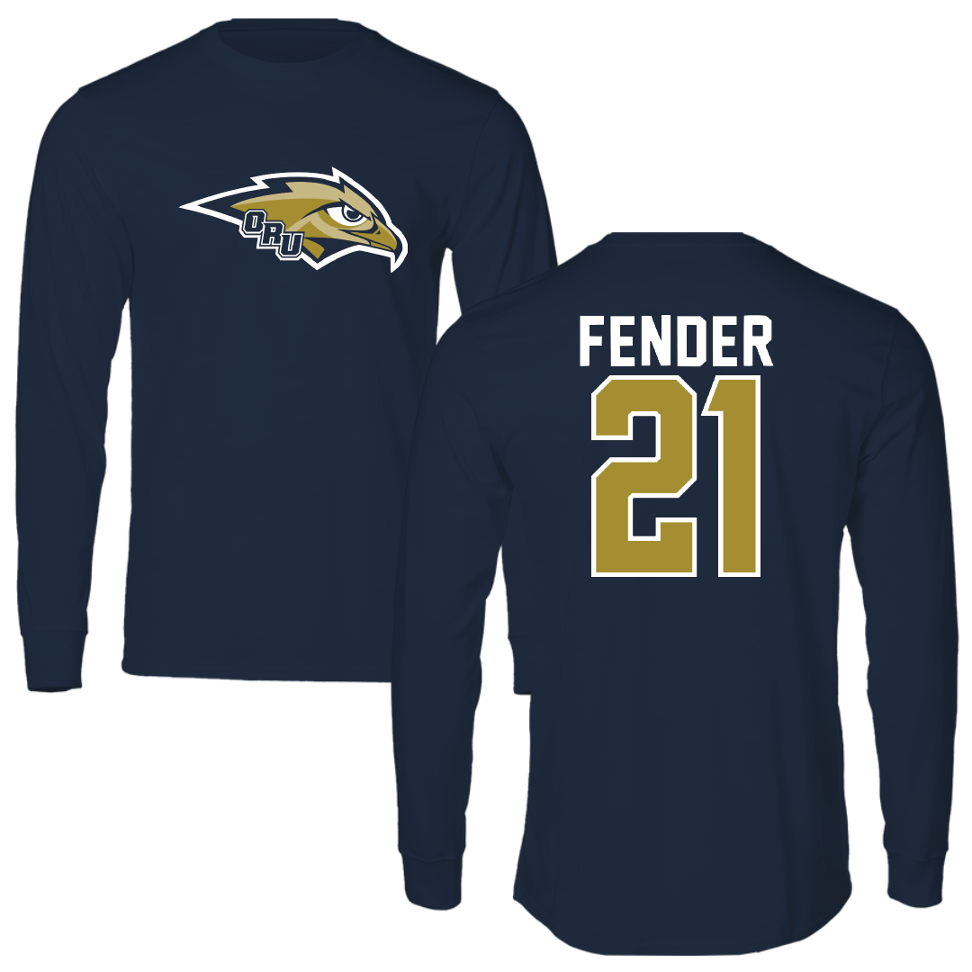 Oral Roberts University Baseball Navy Performance Long Sleeve - #21 Ethan Fender