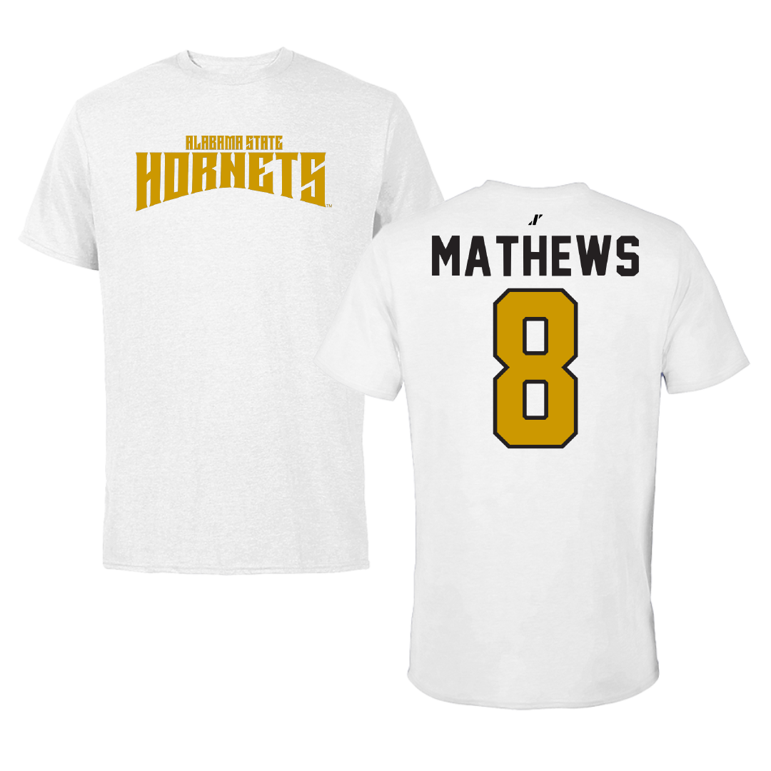 Alabama State University Soccer White Classic Tee - #8 Erica Mathews