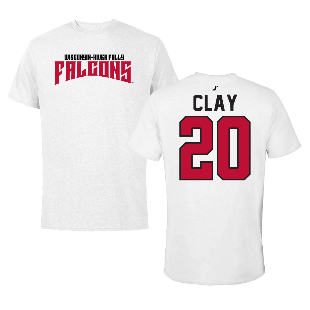 University of Wisconsin-River Falls Football White Classic Tee - #20 TJ Clay