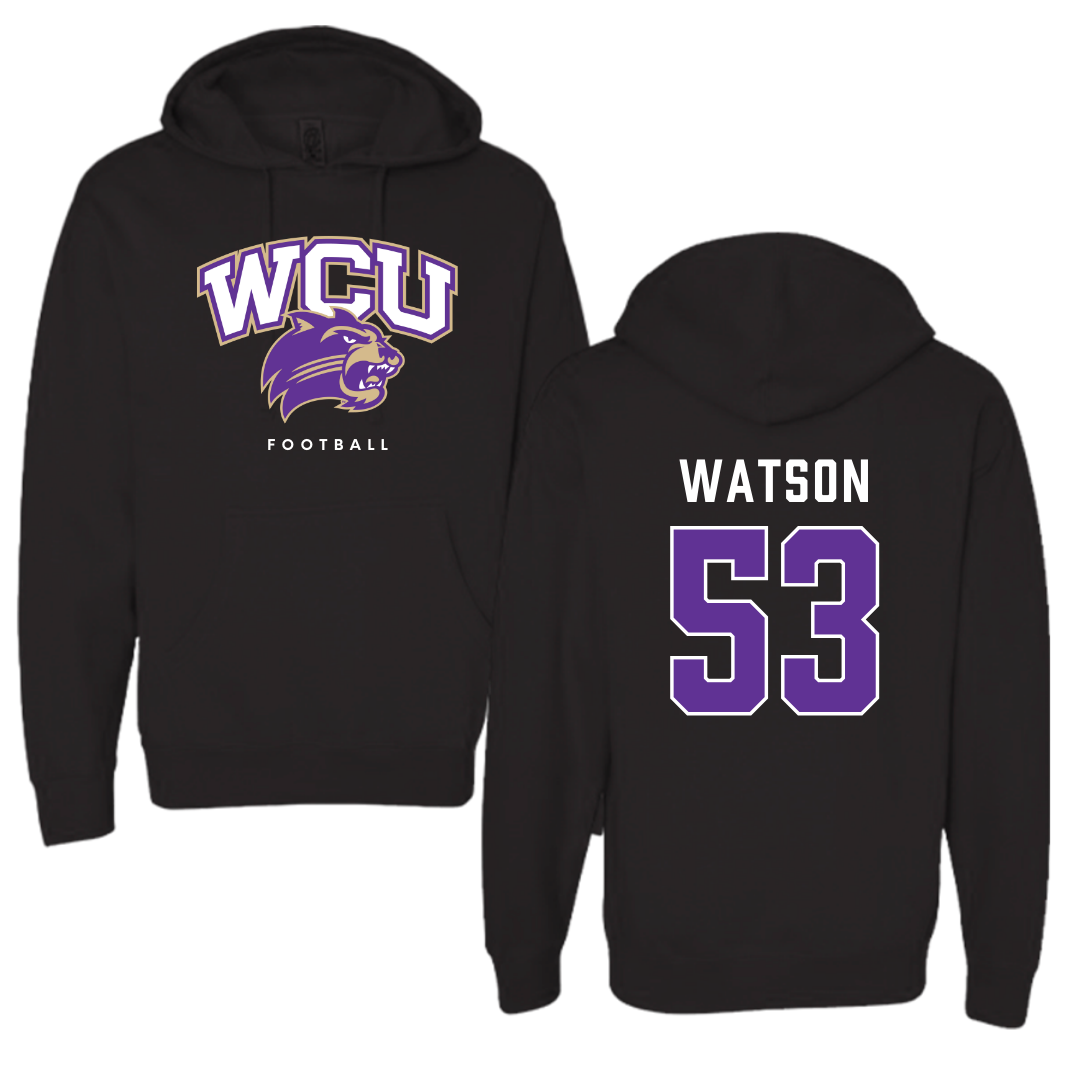 Western Carolina University Football Black Hoodie - #53 Zach Watson