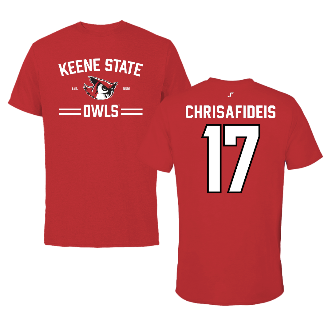 Keene State College Ice Hockey Red General Performance Tee - #17 Marcus Chrisafideis