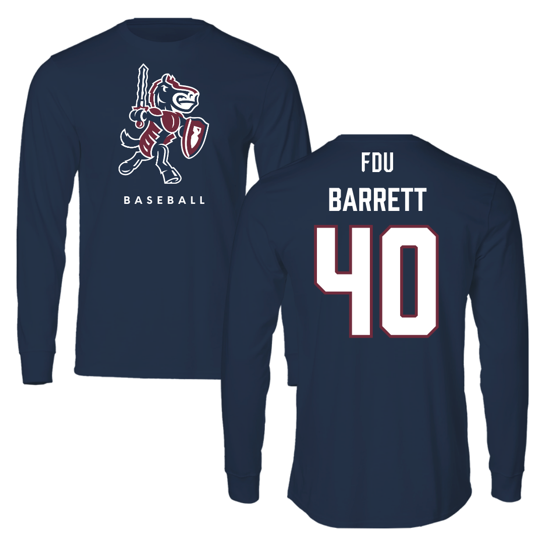 Fairleigh Dickinson University-Metropolitan Campus Baseball Navy Performance Long Sleeve - #40 Ian Barrett