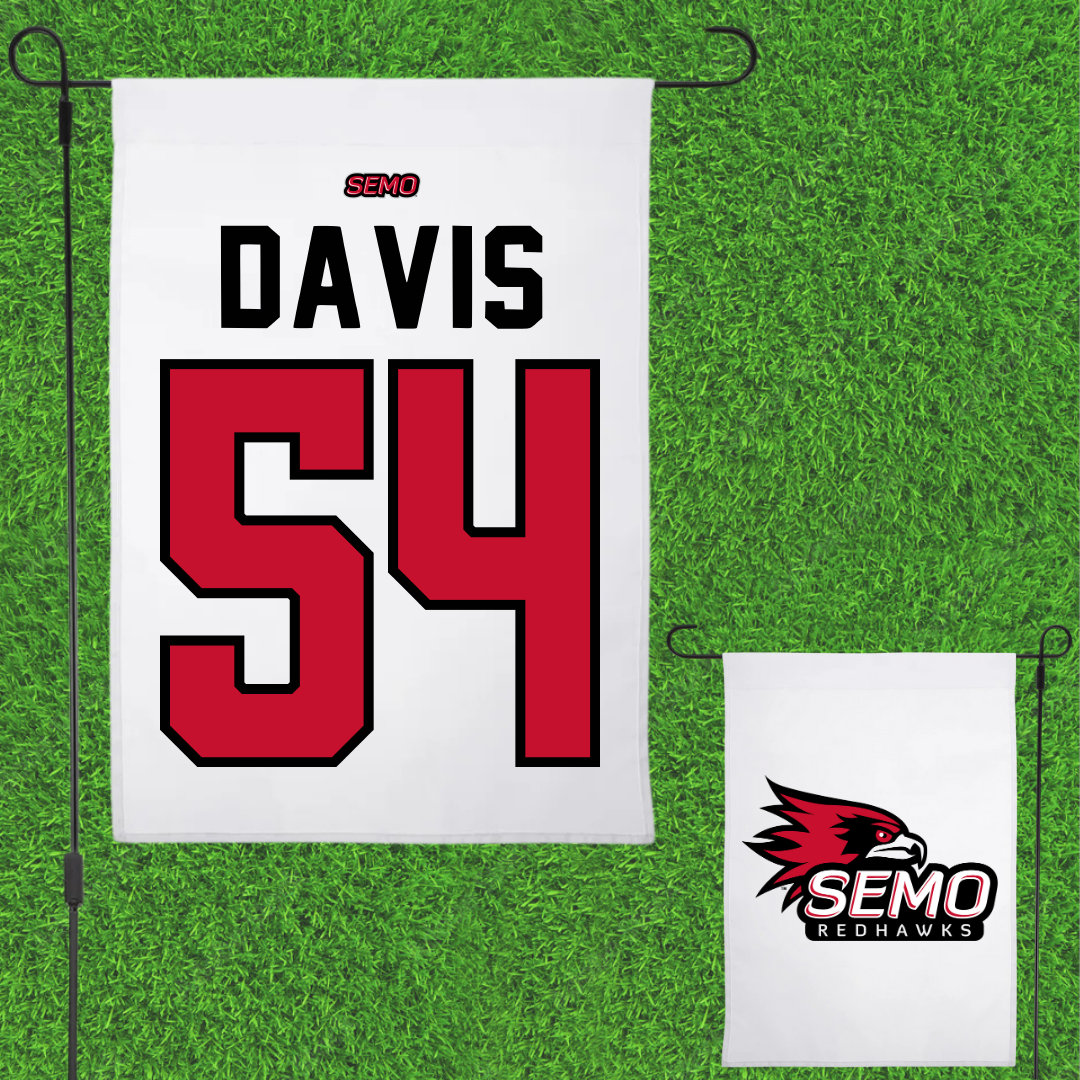 Southeast Missouri State University Football White Garden Flag - #54 Jayden Davis