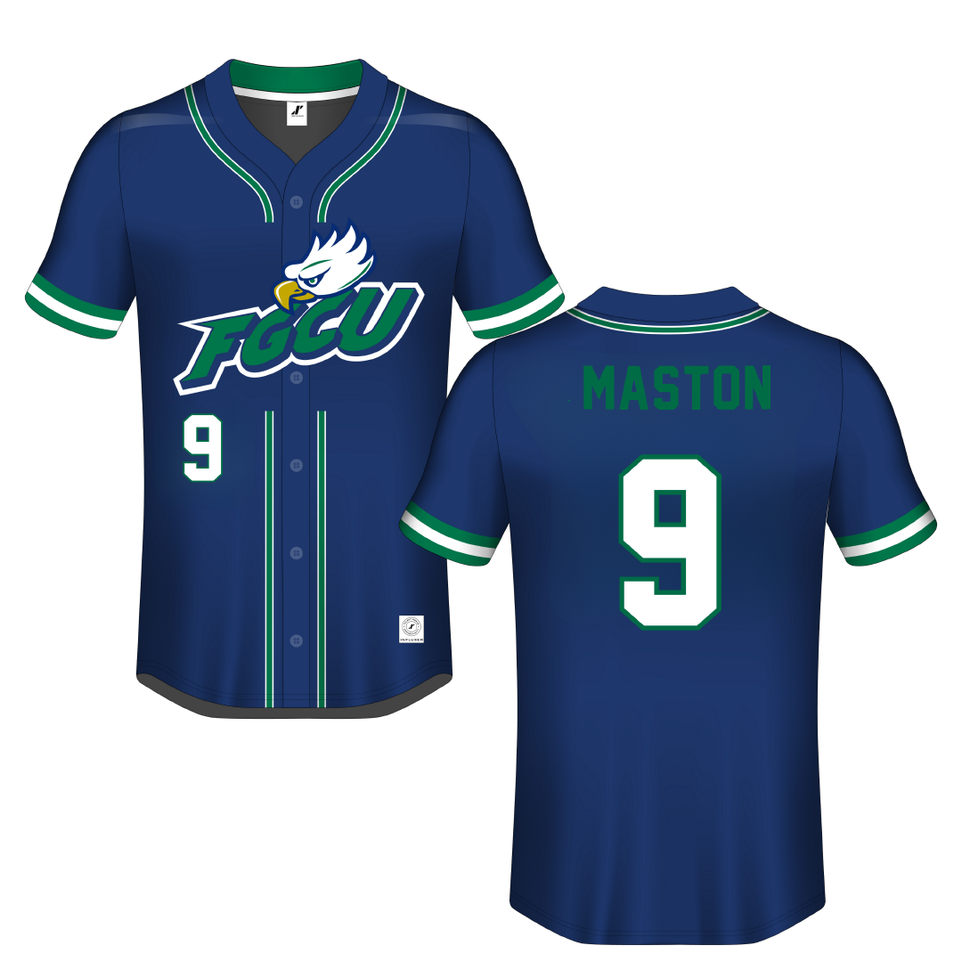 Florida Gulf Coast University Navy Button-Down Jersey - #9 Kaitlyn Maston