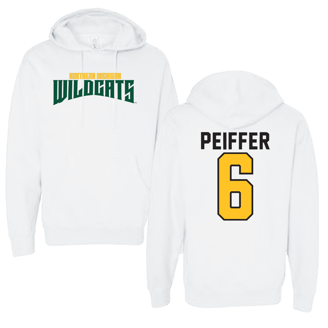 Northern Michigan University Football White Classic Hoodie - #6 Sam Peiffer