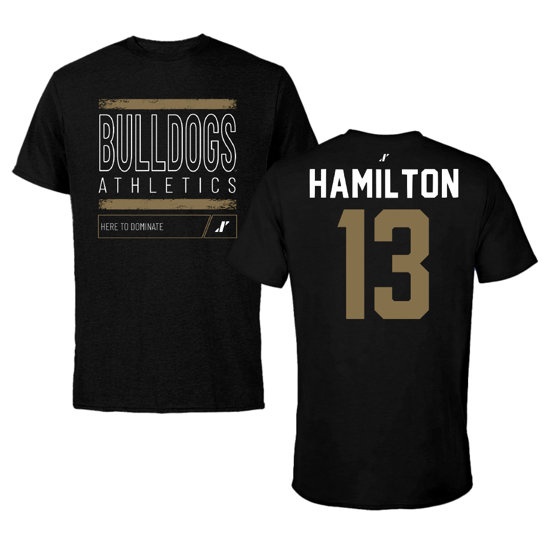Bryant University Football Black Dominate Performance Tee - #13 Kaden Hamilton