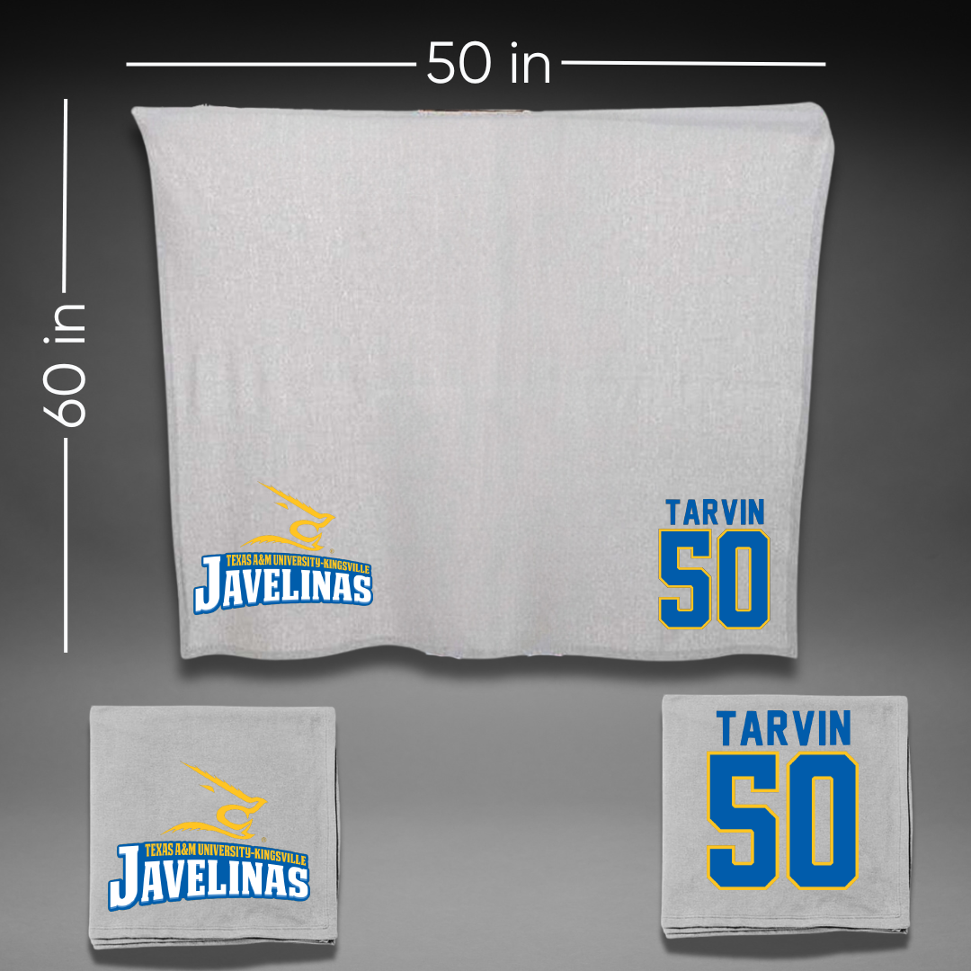 Texas A&M University-Kingsville Football Gray Javelinas Blanket - #50 Joe Tarvin