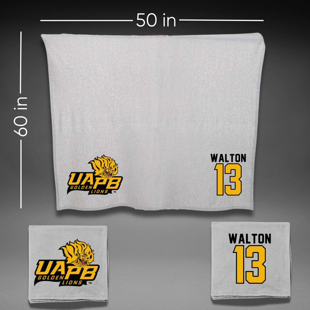 University of Arkansas-Pine Bluff Softball Gray Blanket - #13 Justice Walton