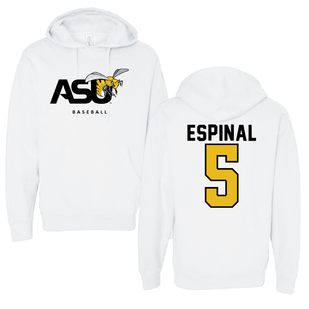 Alabama State University Baseball White ASU Hoodie - #5 Wilbert Espinal
