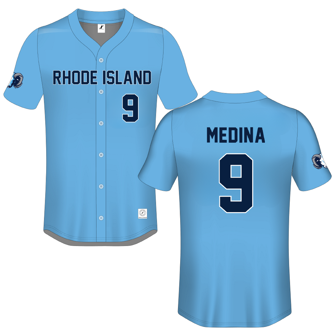 University of Rhode Island Blue Button-Down Jersey - #9 Adonis Medina