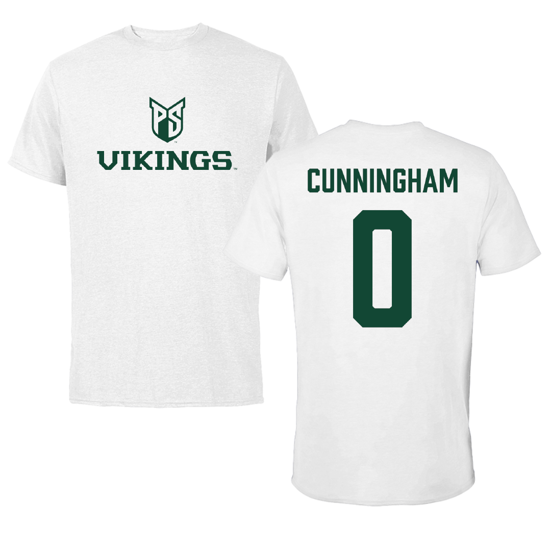 Portland State University Soccer White Performance Tee - #0 Natalie Cunningham