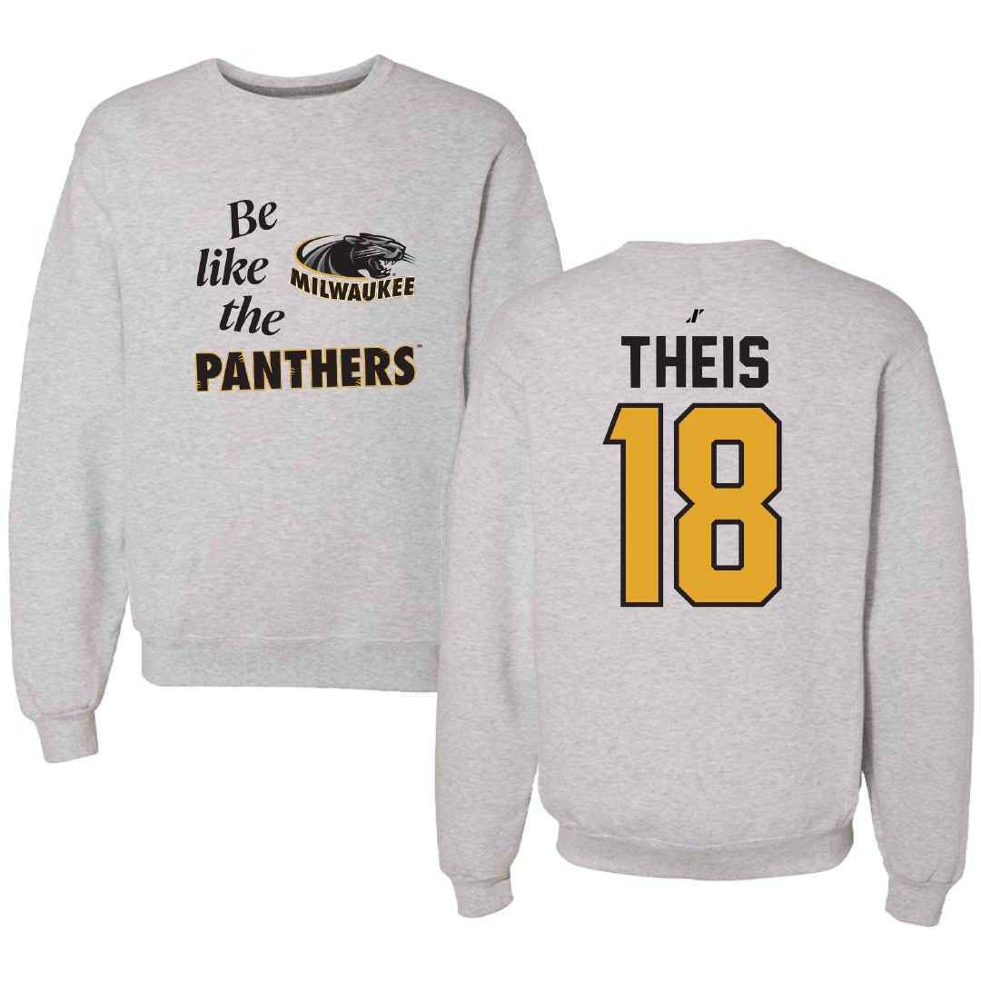 University of Wisconsin-Milwaukee Baseball Light Gray Be Like Us Crewneck - #18 Gavin Theis