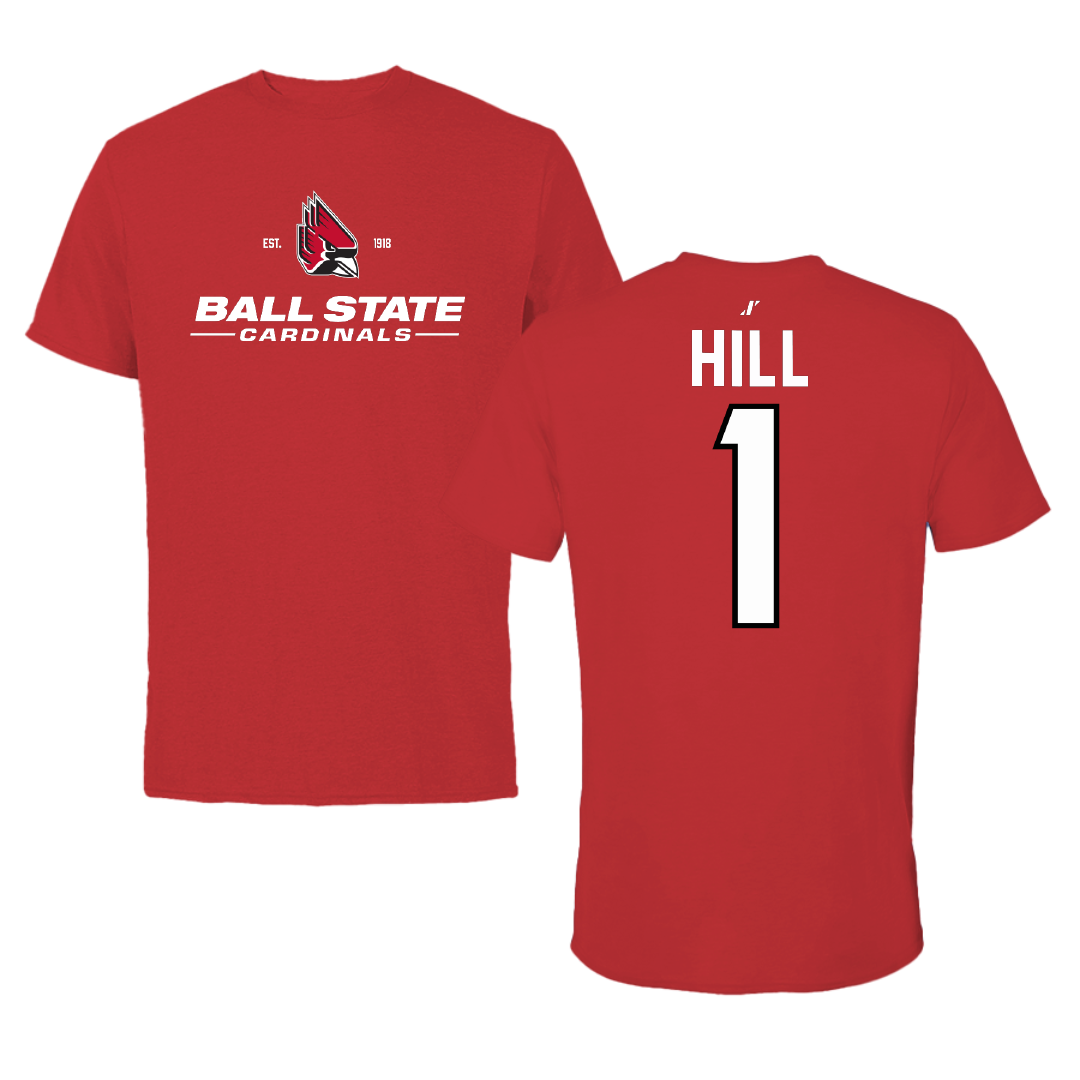 Ball State University Basketball Red General Tee - #1 Jermahri Hill