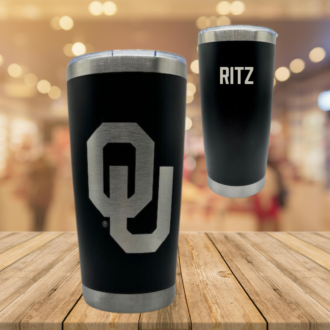 University of Oklahoma TF and XC Black Stainless Steel Tumbler - Tyson Ritz