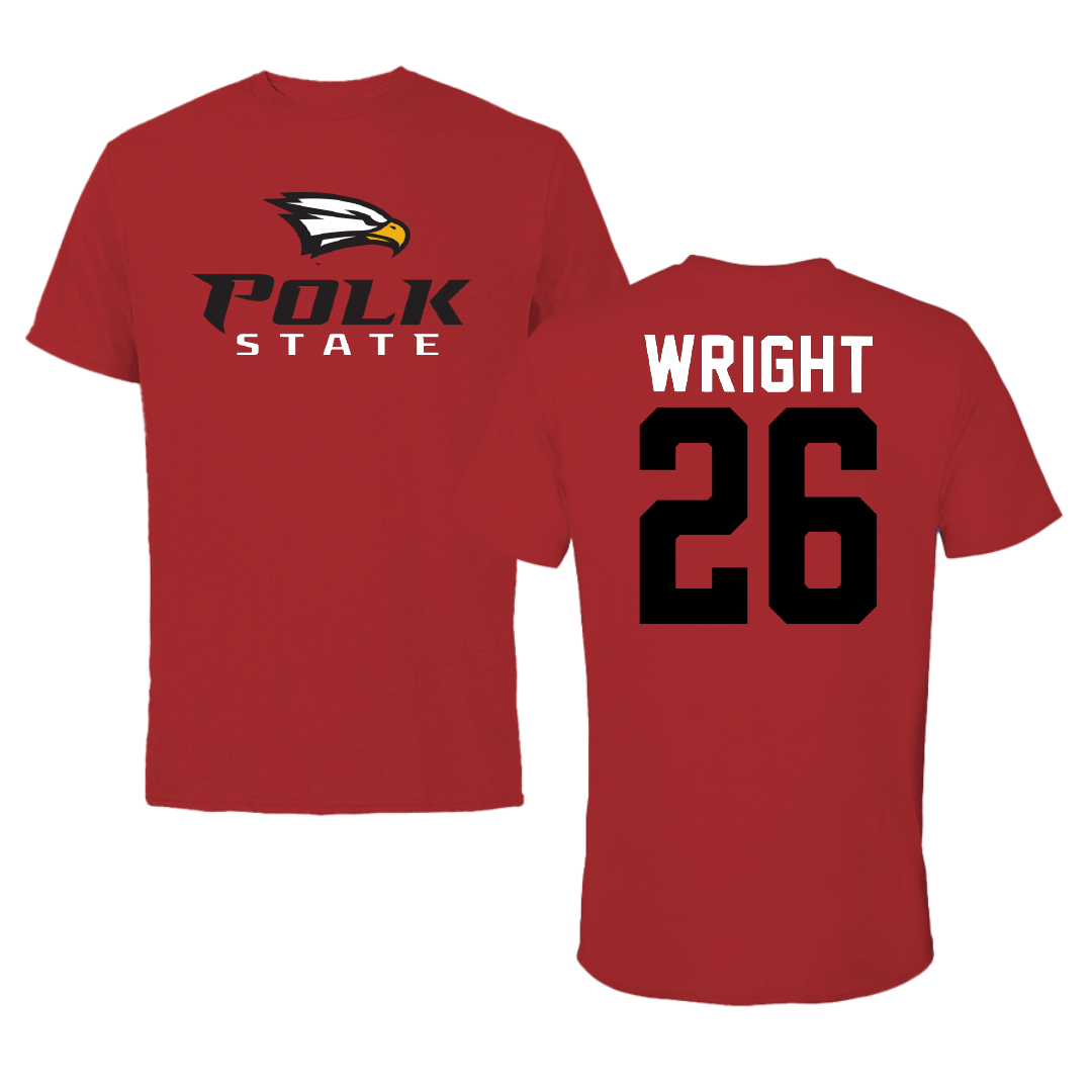 Polk State College Baseball Canvas Red Tee - #26 Zane Wright