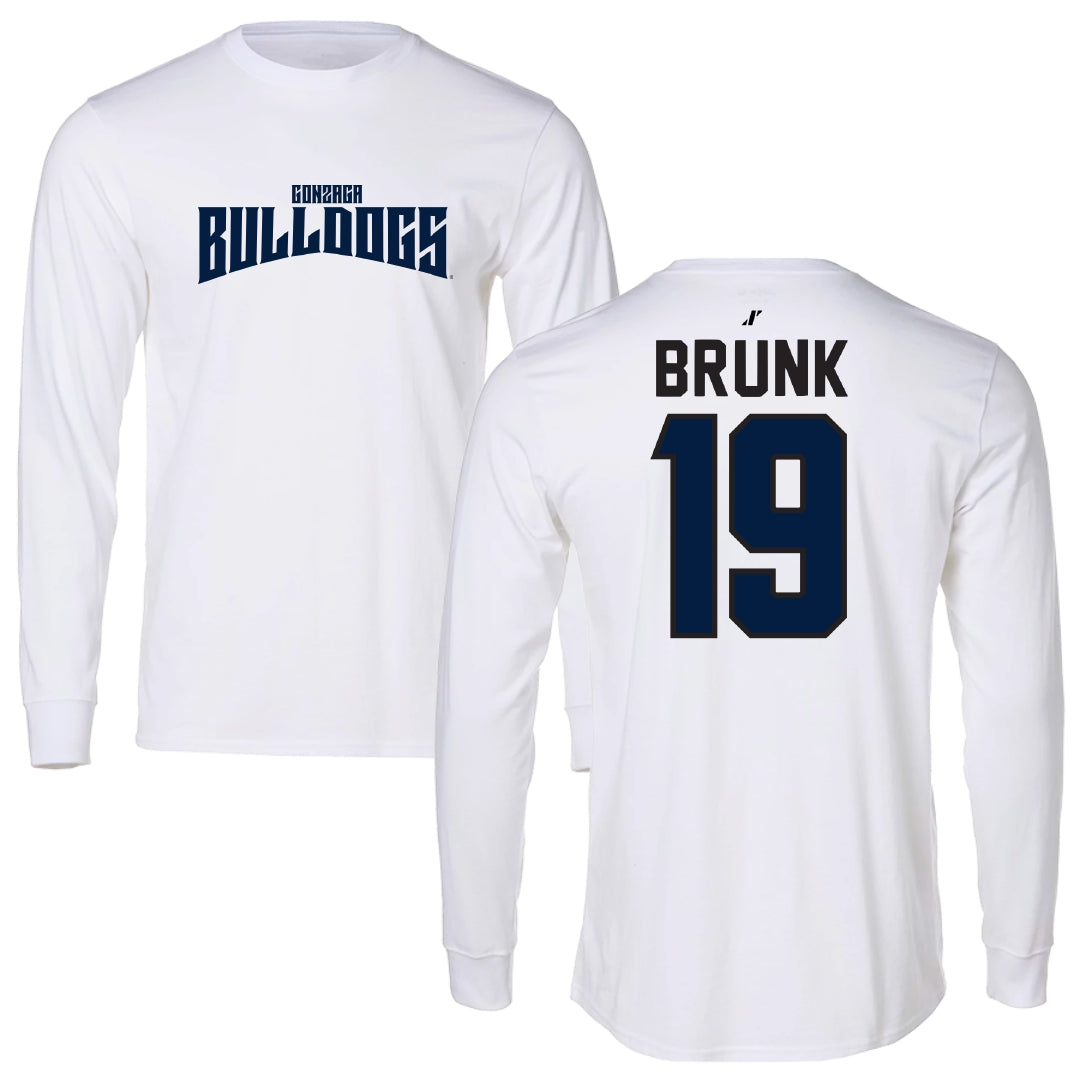 Gonzaga University Soccer White Classic Performance Long Sleeve - #19 Hudson Brunk