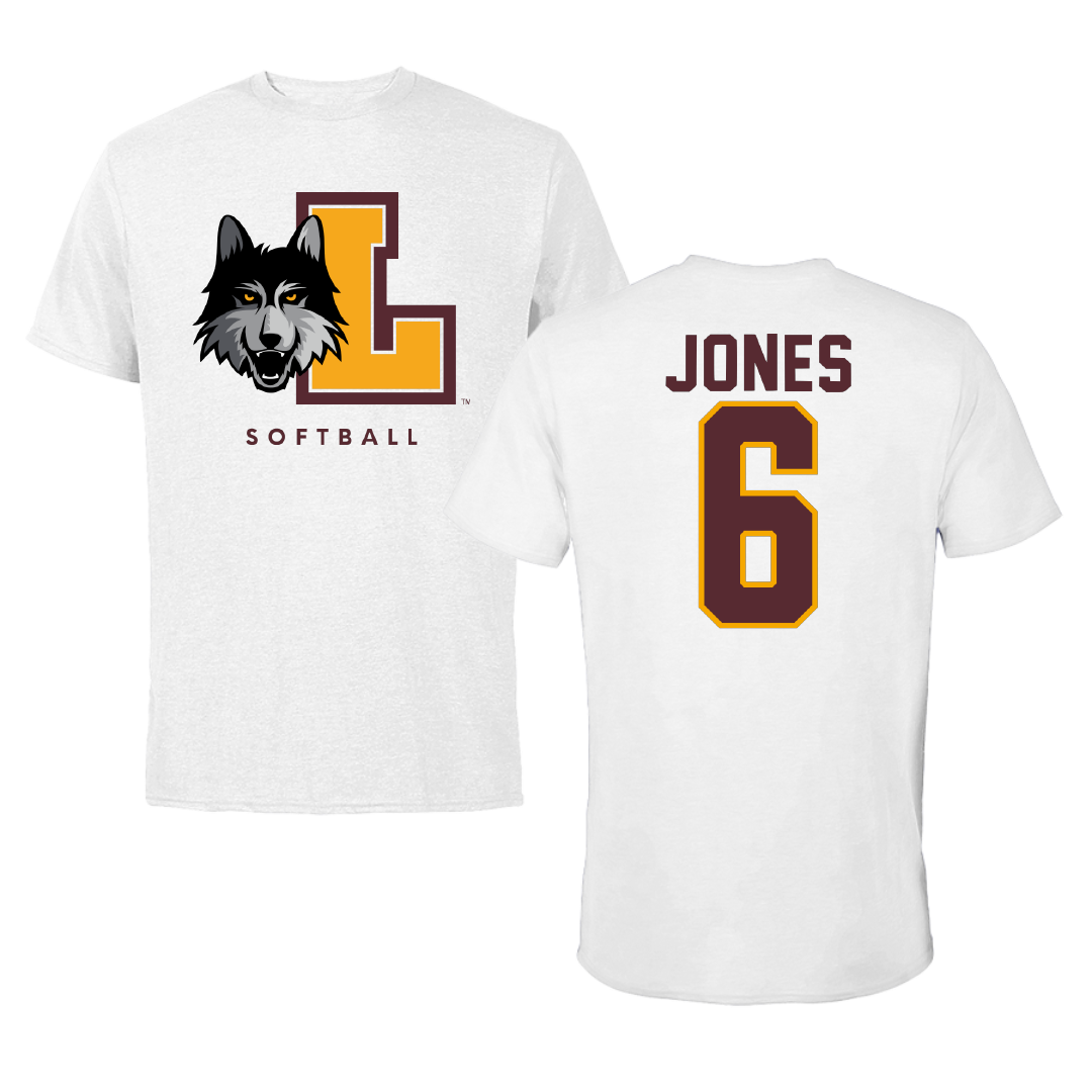 Loyola University-Chicago Softball White Tee - #6 Addyson Jones