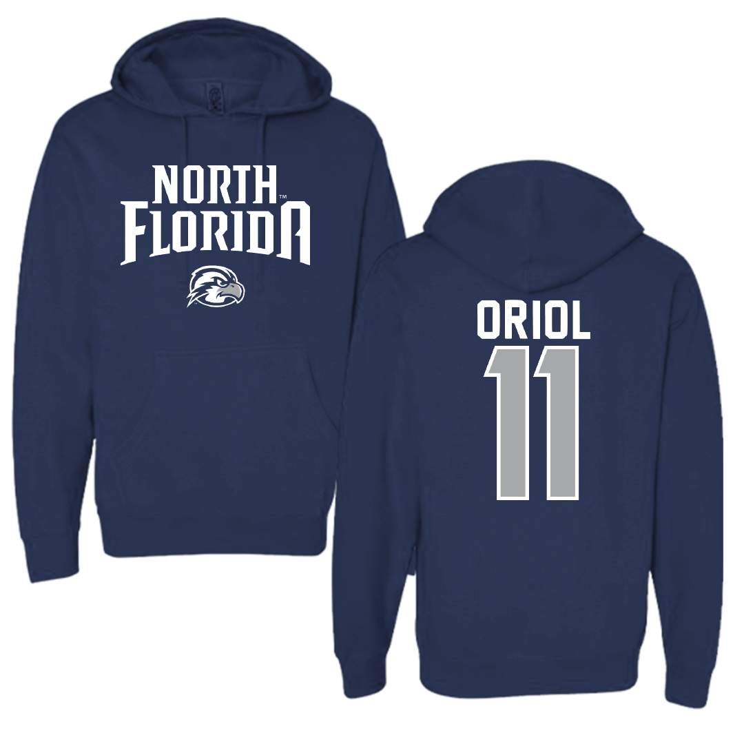 University of North Florida Basketball Navy Hoodie - #11 Kamrin Oriol