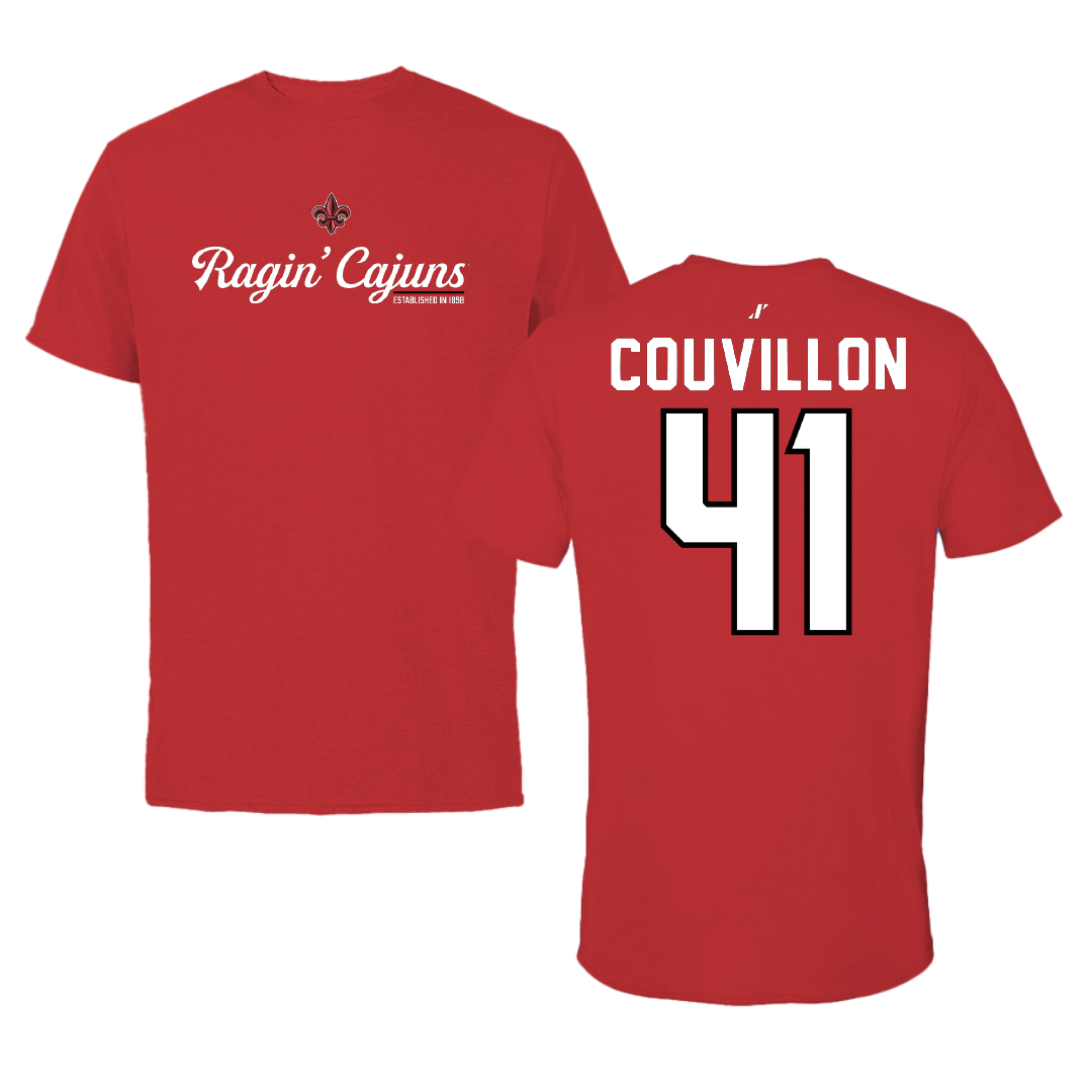 University of Louisiana at Lafayette Baseball Red General Tee - #41 Thomas Couvillon