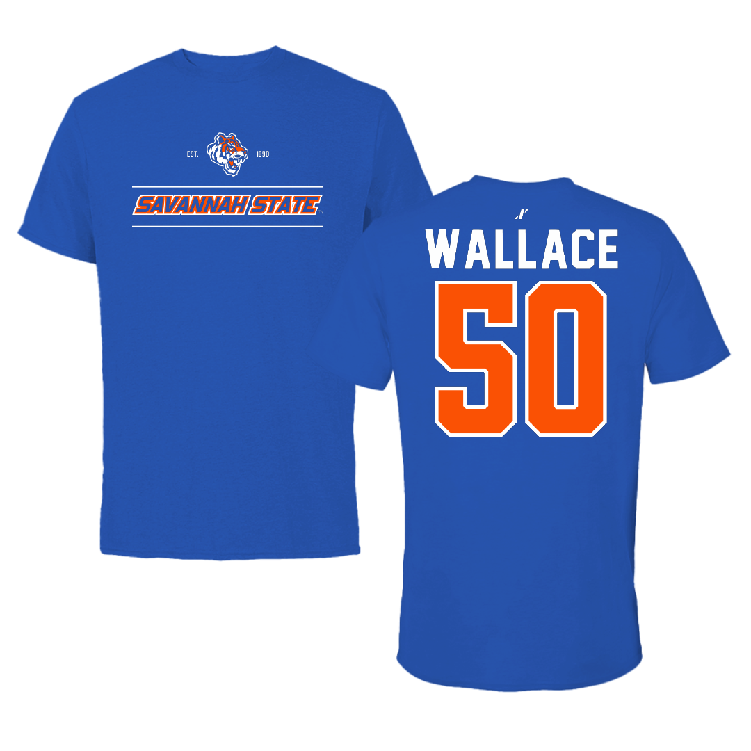 Savannah State University Basketball Blue General Performance Tee - #50 Xavier Wallace