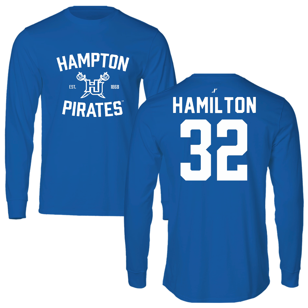 Hampton University Softball Blue General Long Sleeve - #32 Camryn Hamilton