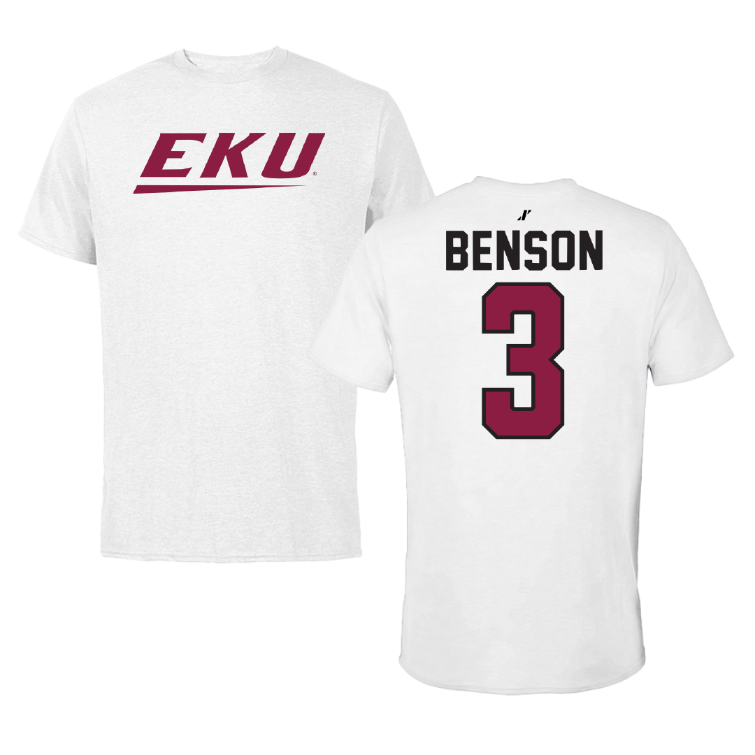 Eastern Kentucky University Baseball White Tee - #3 Kobe Benson
