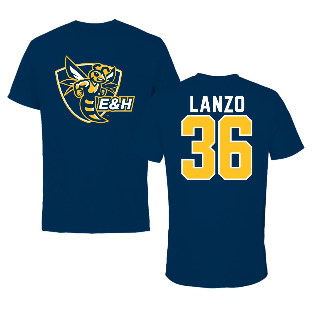 Emory & Henry College Baseball Navy Performance Tee - #36 Drew Lanzo