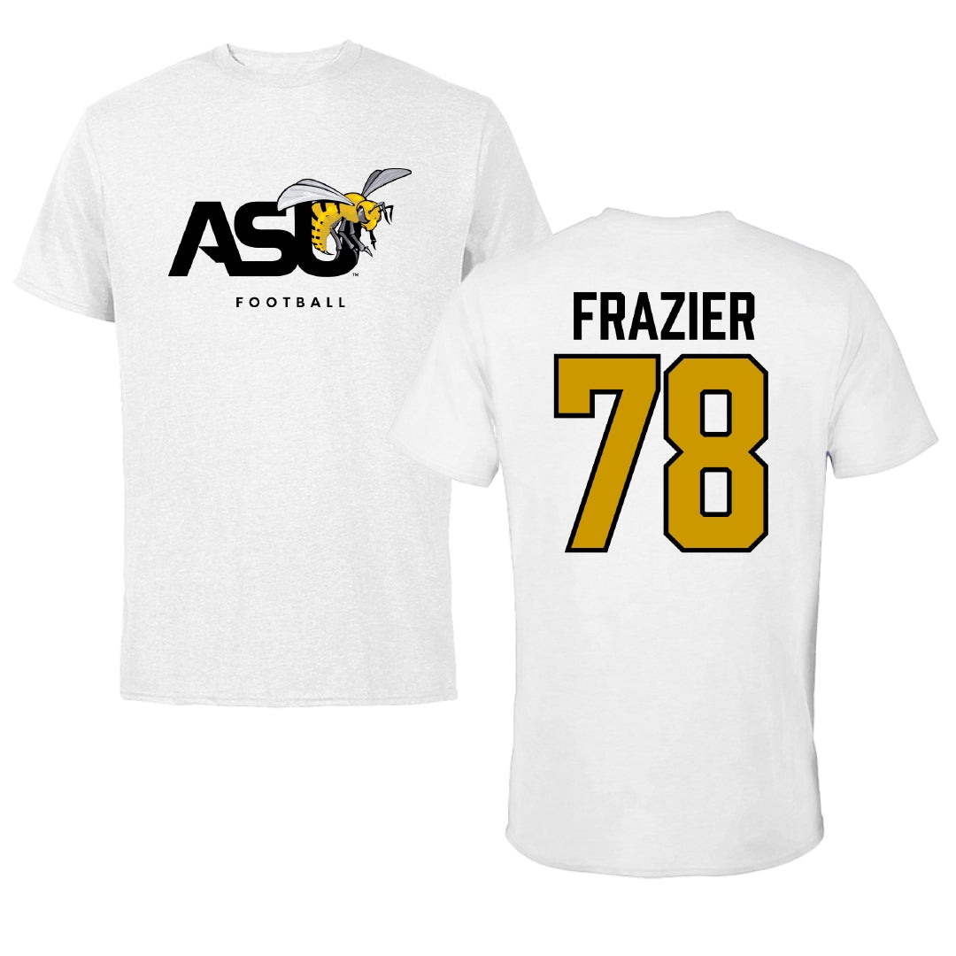 Alabama State University Football White ASU Tee - #78 Jeremiah Frazier