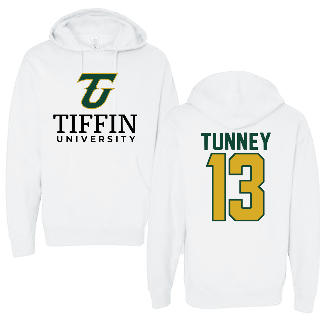 Tiffin University Soccer White Hoodie - #13 Cian Tunney