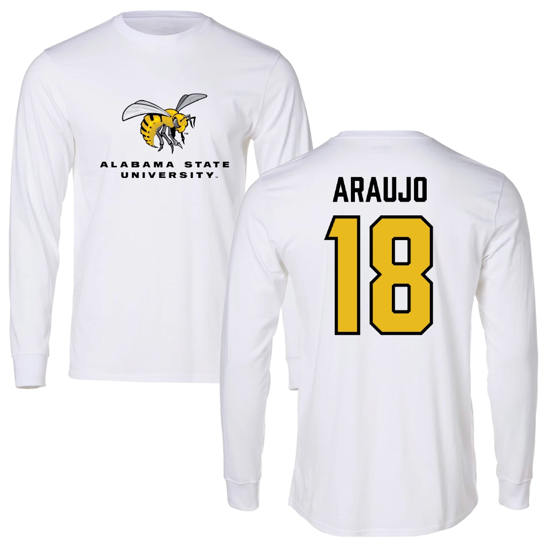 Alabama State University Baseball White Block Long Sleeve - #18 Caio Araujo