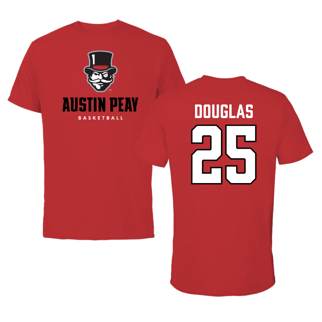 Austin Peay State University Basketball Red Mascot Performance Tee - #25 Tiya Douglas