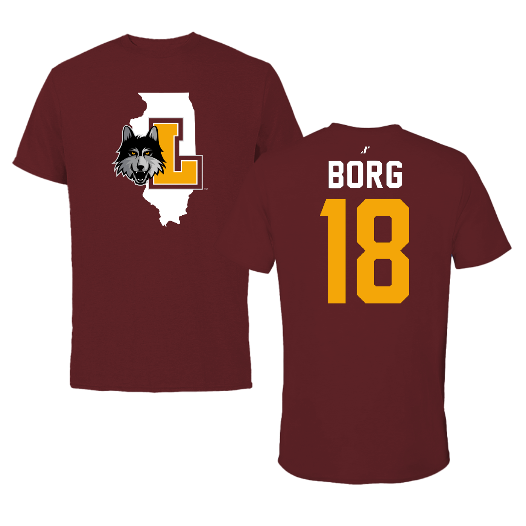 Loyola University-Chicago Softball Maroon State Tee - #18 Addyson Borg