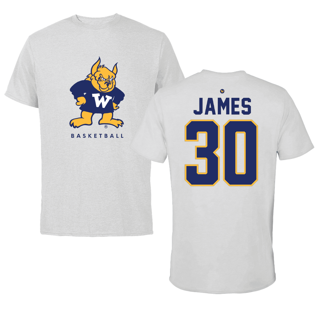 Webster University Basketball Light Gray Performance Tee - #30 Linden James