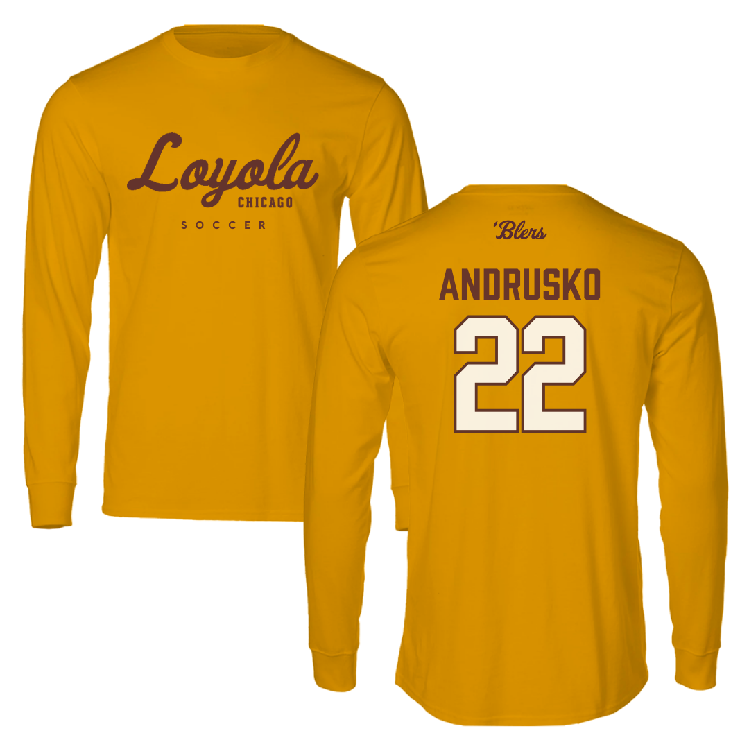 Loyola University-Chicago Soccer Gold Performance Long Sleeve - #22 Matthew Andrusko