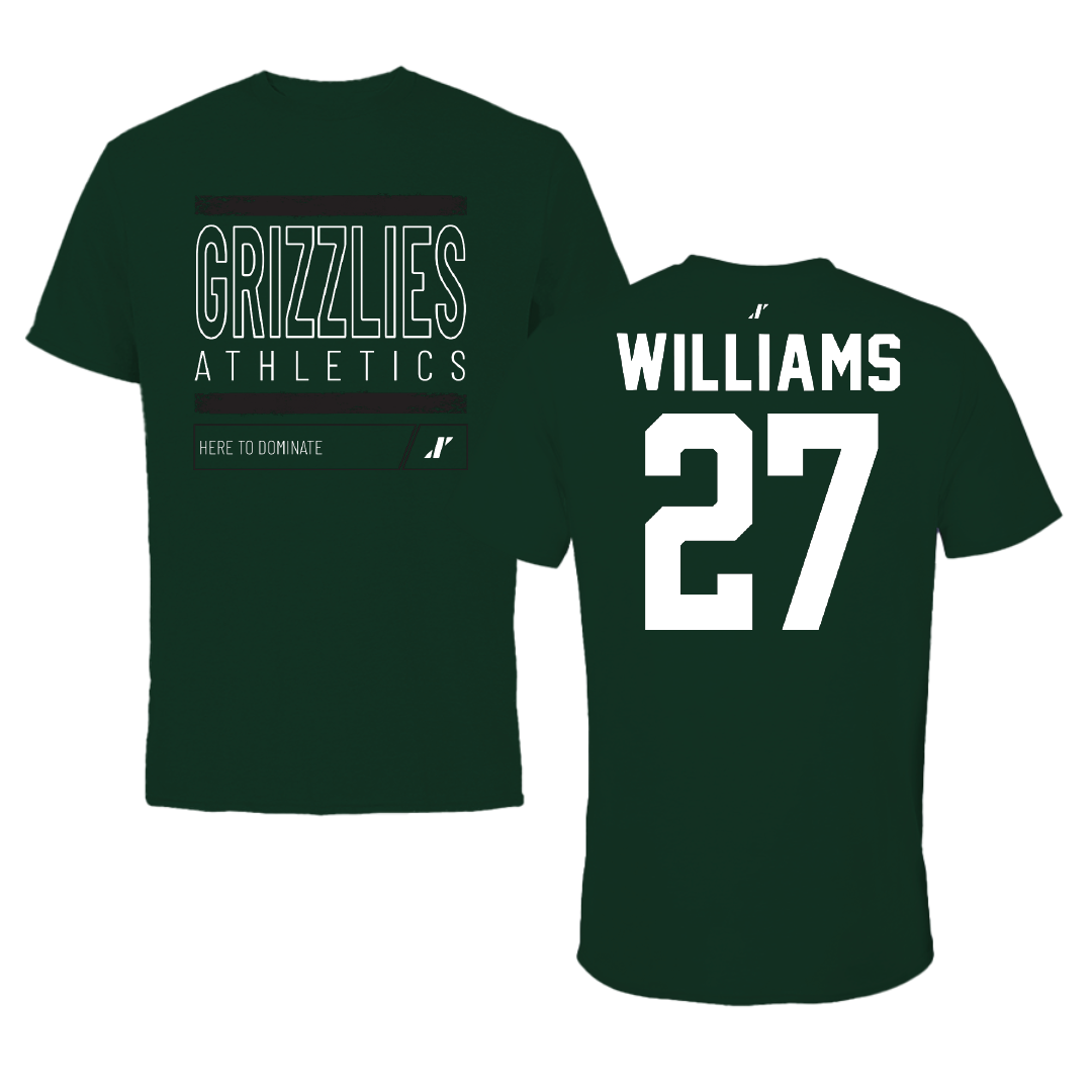 Adams State University Basketball Forest Green Dominate Performance Tee - #27 Destan Williams