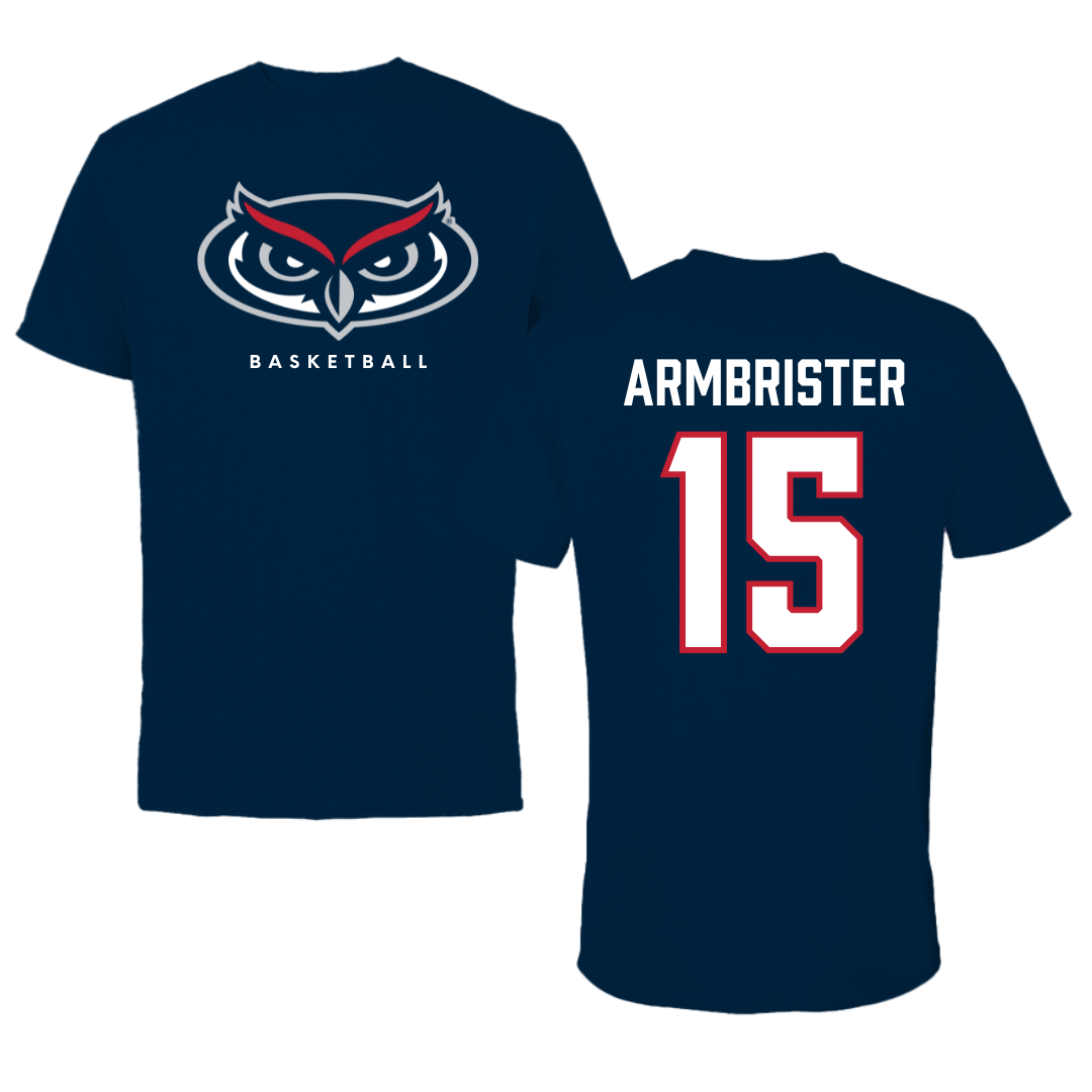 Florida Atlantic University Basketball Navy Mascot Tee - #15 Kayana Armbrister