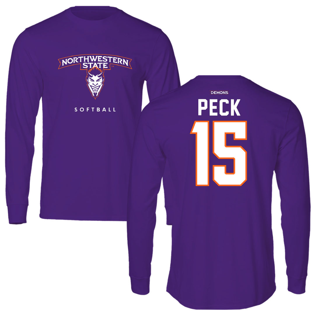 Northwestern State University Softball Purple Long Sleeve - #15 Peyton Peck