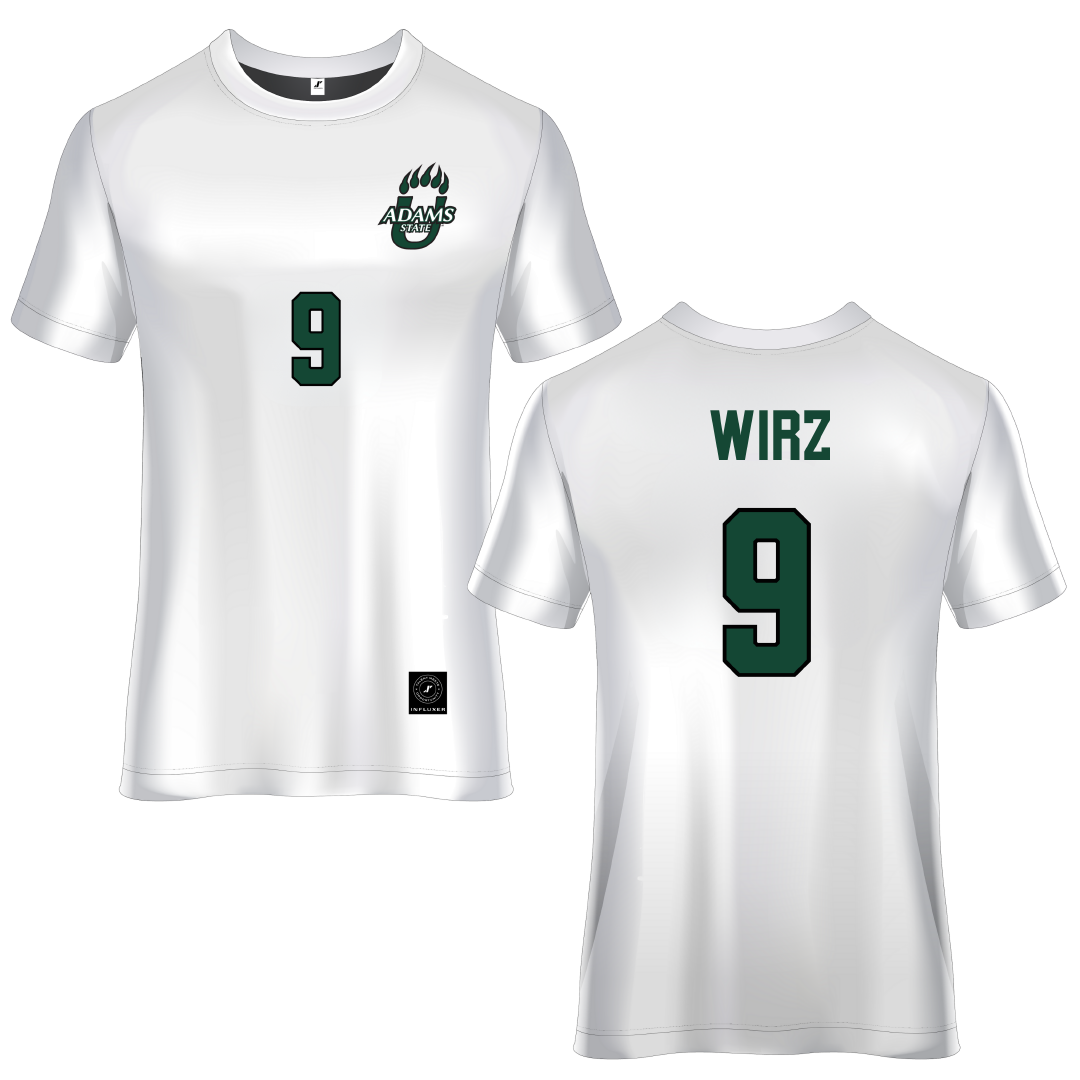 Adams State University White Soccer Jersey - #9 Marius Wirz