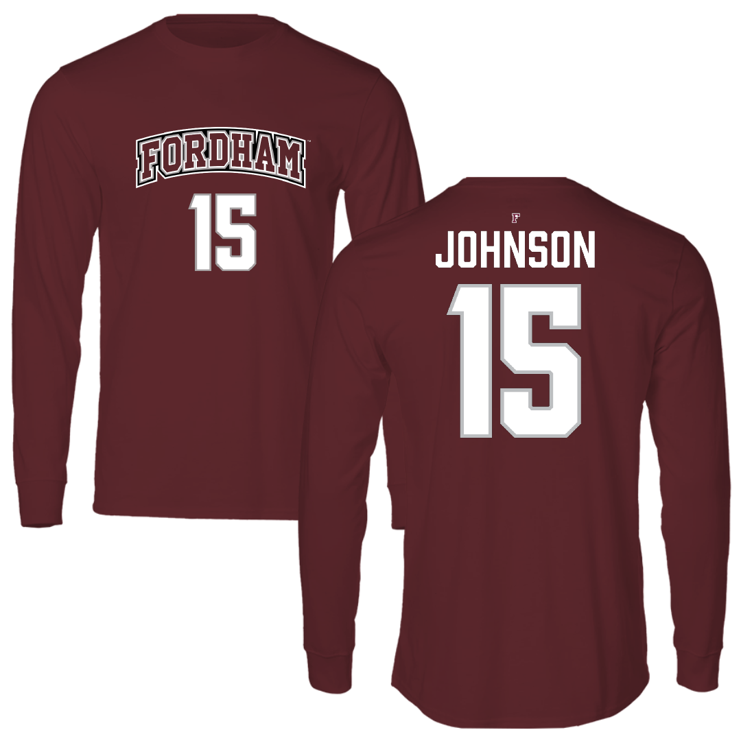 Fordham University Football Maroon Long Sleeve - #15 Justin Johnson
