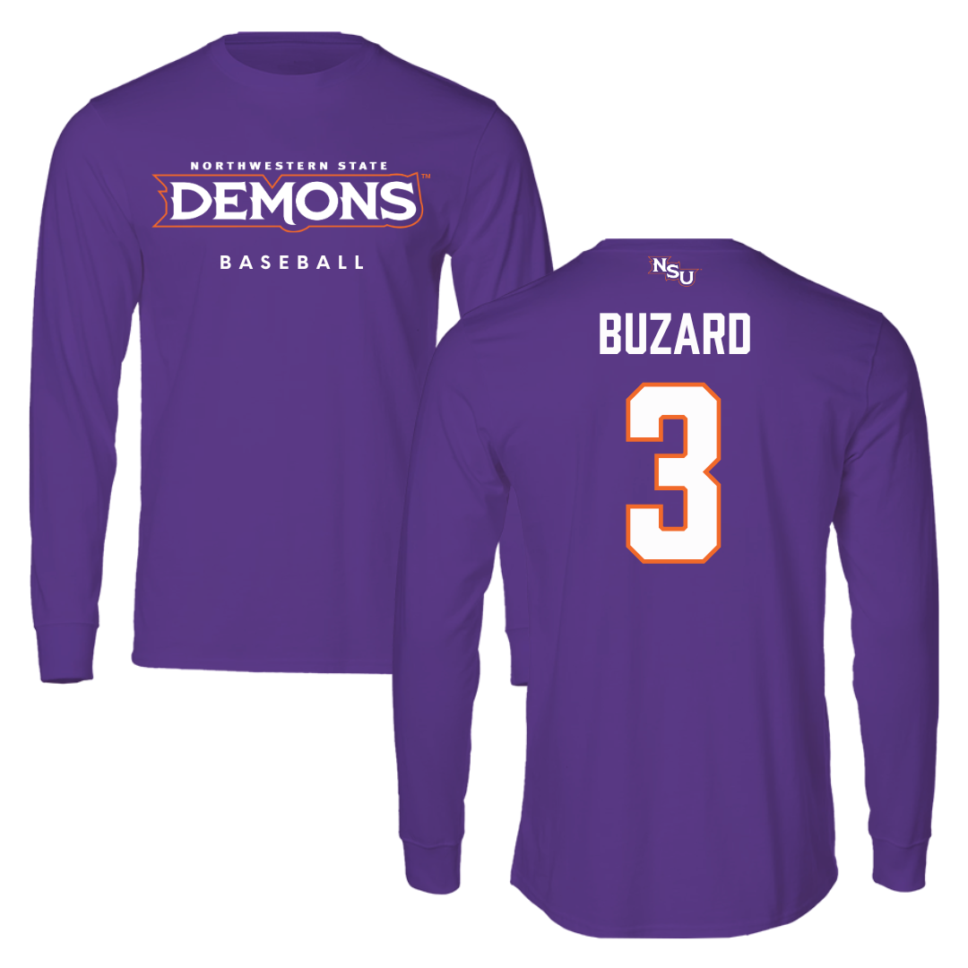 Northwestern State University Baseball Purple Demons Long Sleeve - #3 Lathen Buzard