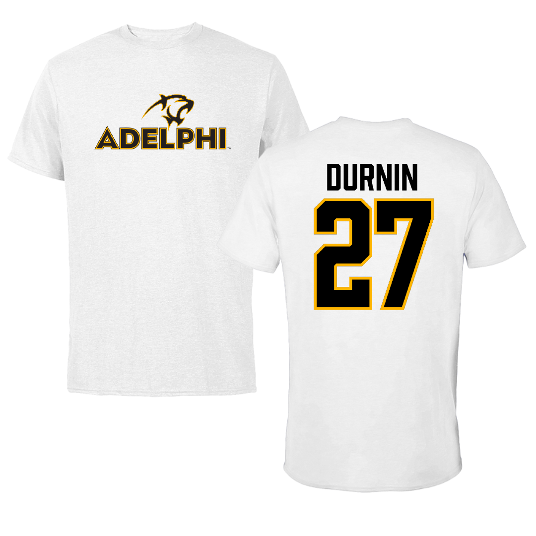 Adelphi University Lacrosse White Performance Tee - #27 Ryan Durnin